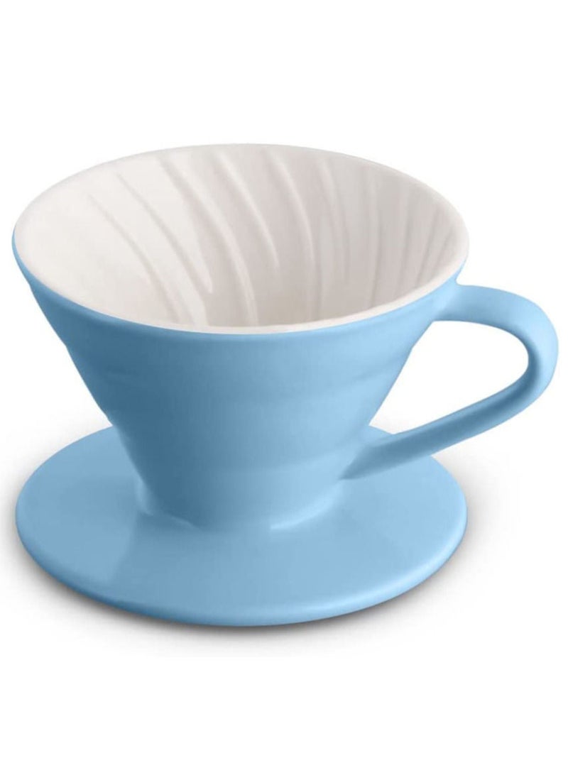 ميبرو قمع تقطير قهوة سيراميك مقاس 01 لون ابيض ازرق سماوي بطريقة v60 بالتقطير - Image 2