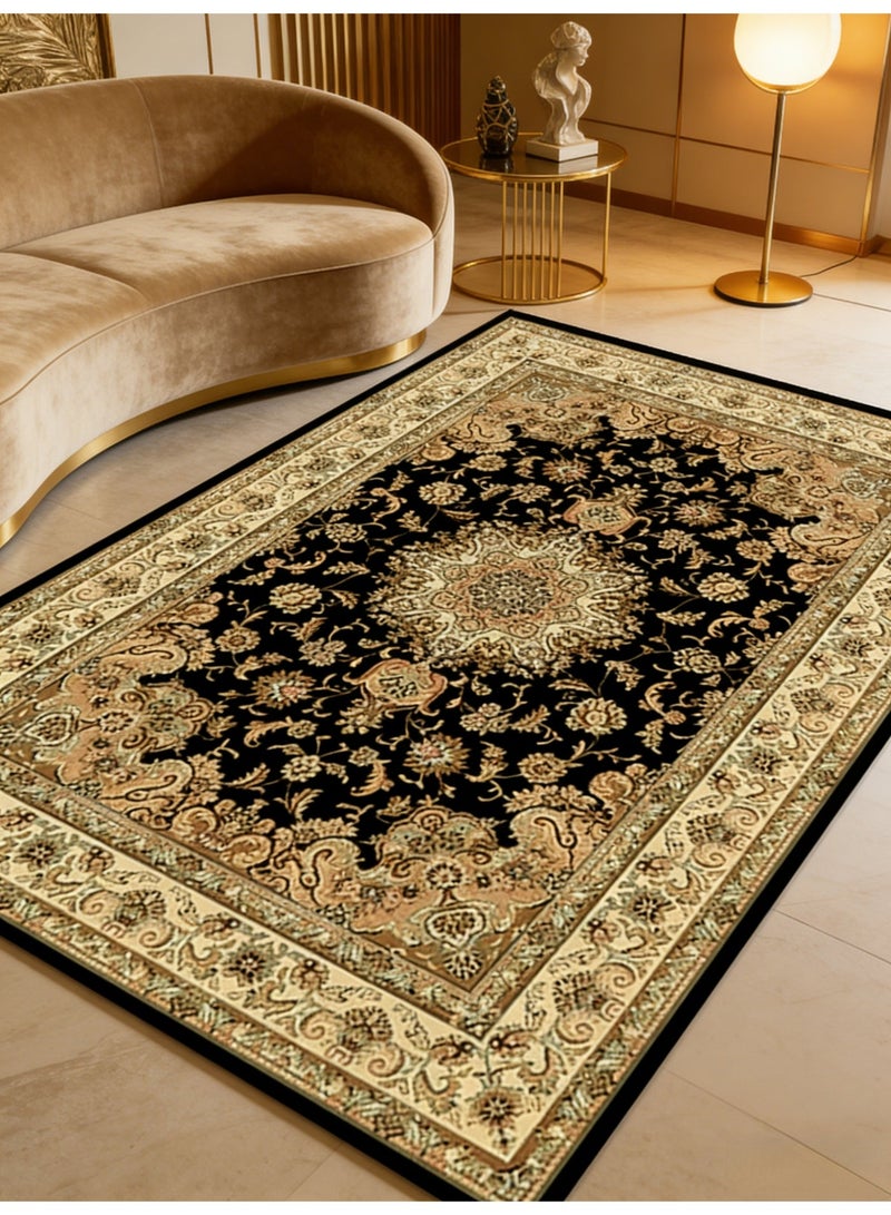 سجادة غرفة نوم على الطراز العرقي، سجادة فاخرة خفيفة على الطراز الأوروبي، بطانية أريكة غرفة المعيشة البوهيمية، مساحة كبيرة، قابلة للغسل 140 سم * 200 سم مخمل كريستالي - Image 1