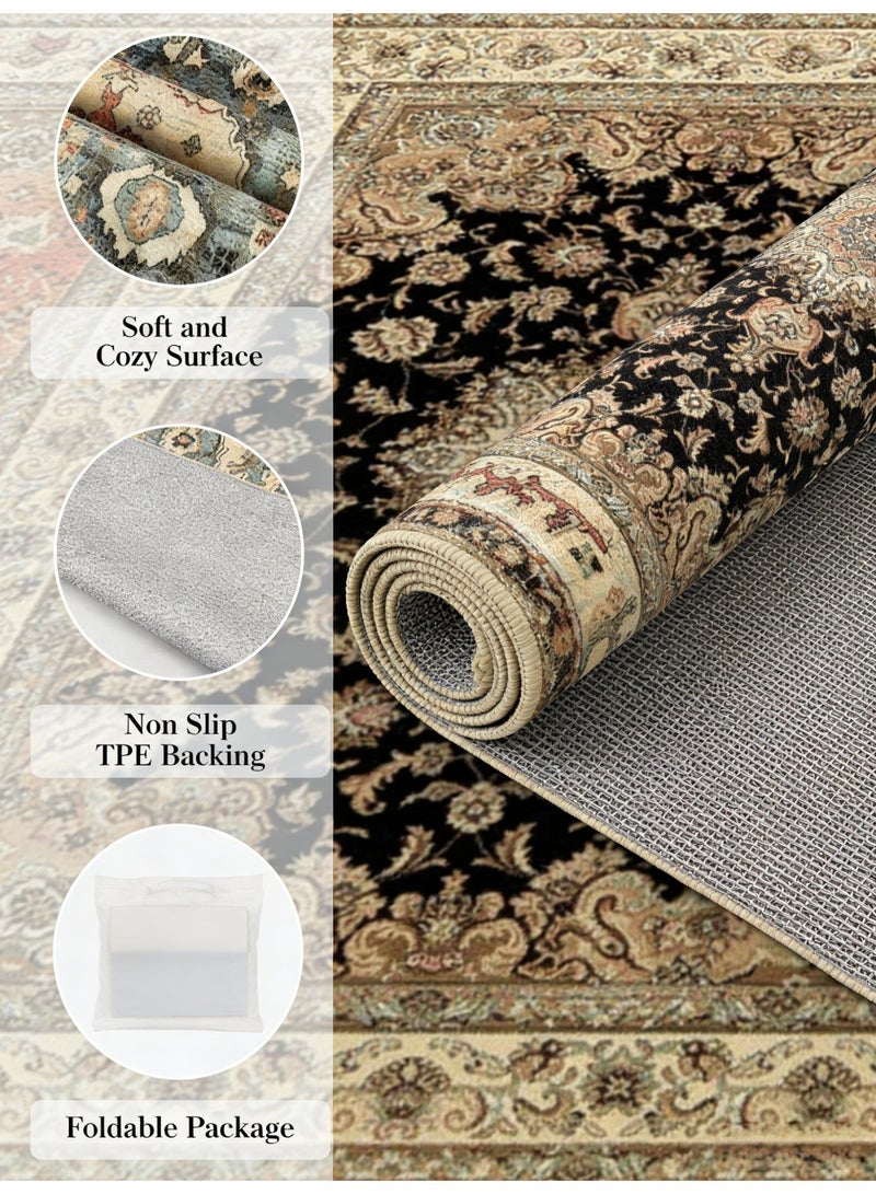 سجادة غرفة نوم على الطراز العرقي، سجادة فاخرة خفيفة على الطراز الأوروبي، بطانية أريكة غرفة المعيشة البوهيمية، مساحة كبيرة، قابلة للغسل 140 سم * 200 سم مخمل كريستالي - Image 3