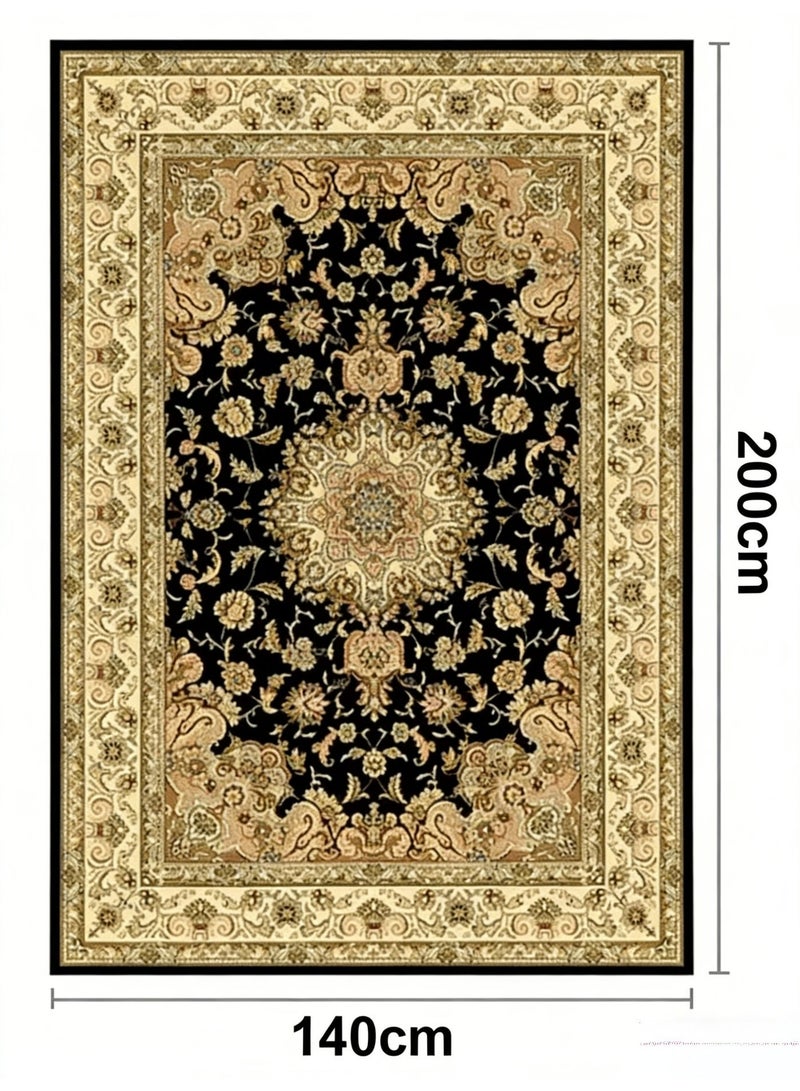 سجادة غرفة نوم على الطراز العرقي، سجادة فاخرة خفيفة على الطراز الأوروبي، بطانية أريكة غرفة المعيشة البوهيمية، مساحة كبيرة، قابلة للغسل 140 سم * 200 سم مخمل كريستالي - Image 2