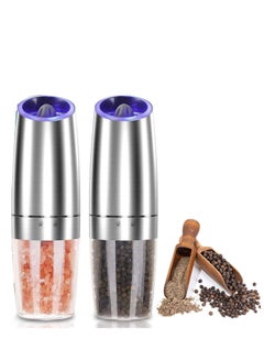 Gravity Electric Pepper Grinder, Salt and Pepper Mill & Adjustable  Coarseness, Battery Powered with LED Light, One Hand Automatic Operation,  Stainless Steel (2pcs / Silver) 