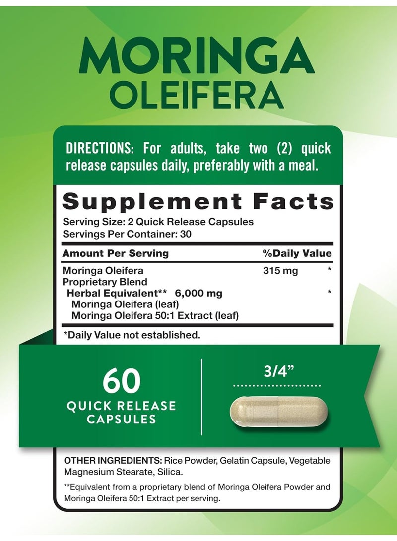 Nature's Truth Moringa Oleifera Capsule Pills | from Leaf Extract | Non-GMO & Gluten Free Supplement - Image 2