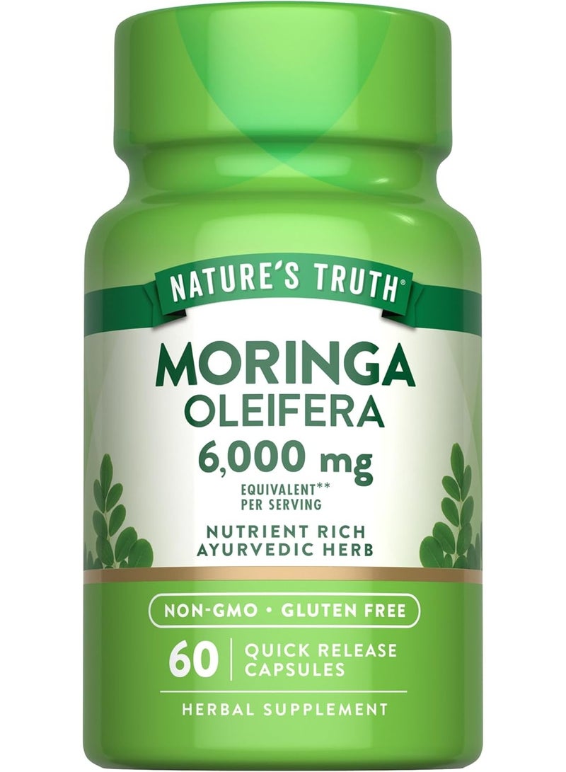Nature's Truth Moringa Oleifera Capsule Pills | from Leaf Extract | Non-GMO & Gluten Free Supplement - Image 1