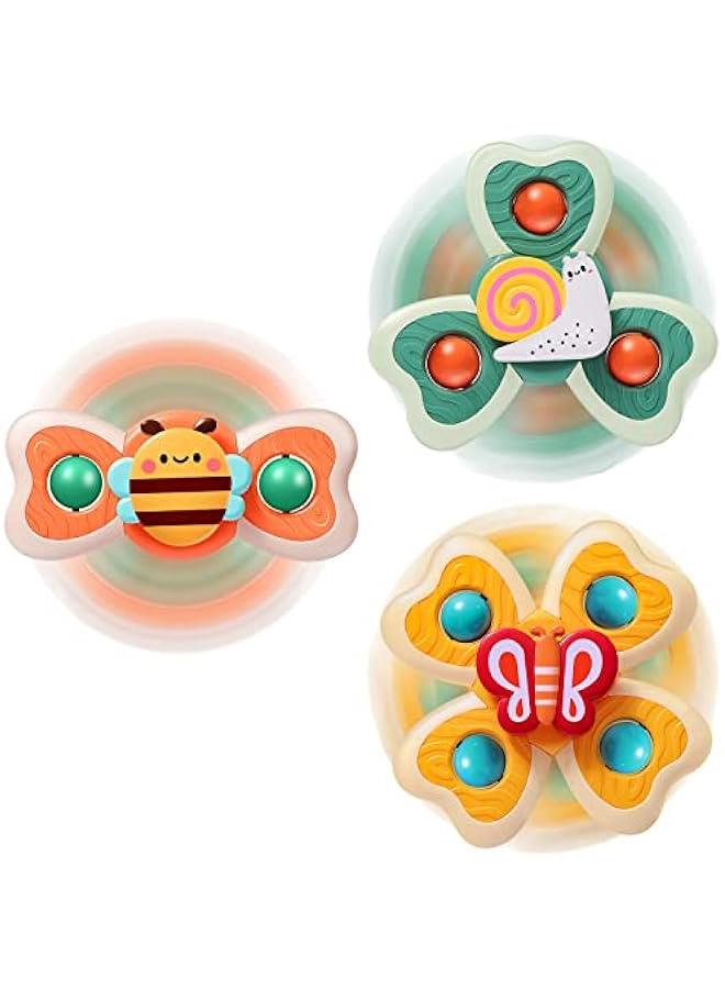 3PCS Spinner Toys for 1-3 Year Old Boys & Girls - Suction Cup Spinning Toys for Toddlers & Babies 12-18 Months - First Birthday Gifts - Image 1