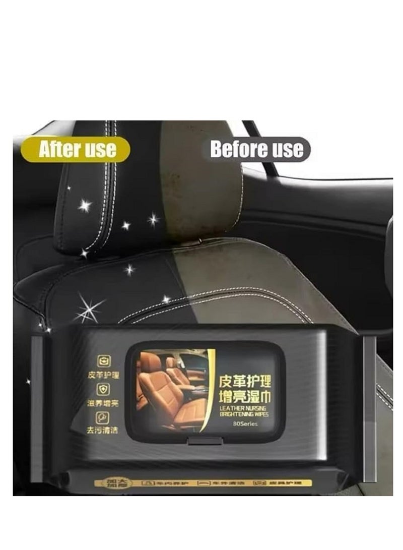 80-Pack Car Leather Cleaning Wet Wipes Multipurpose Wet Wipes (1pack) - Image 2