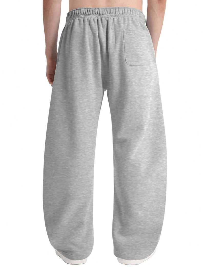 HeSaYep Men's Baggy Sweatpants Barrel Open Bottom Workout Fleece Sweat Pants Loose Casual Active Joggers Pants with Pockets Grey S - Image 2