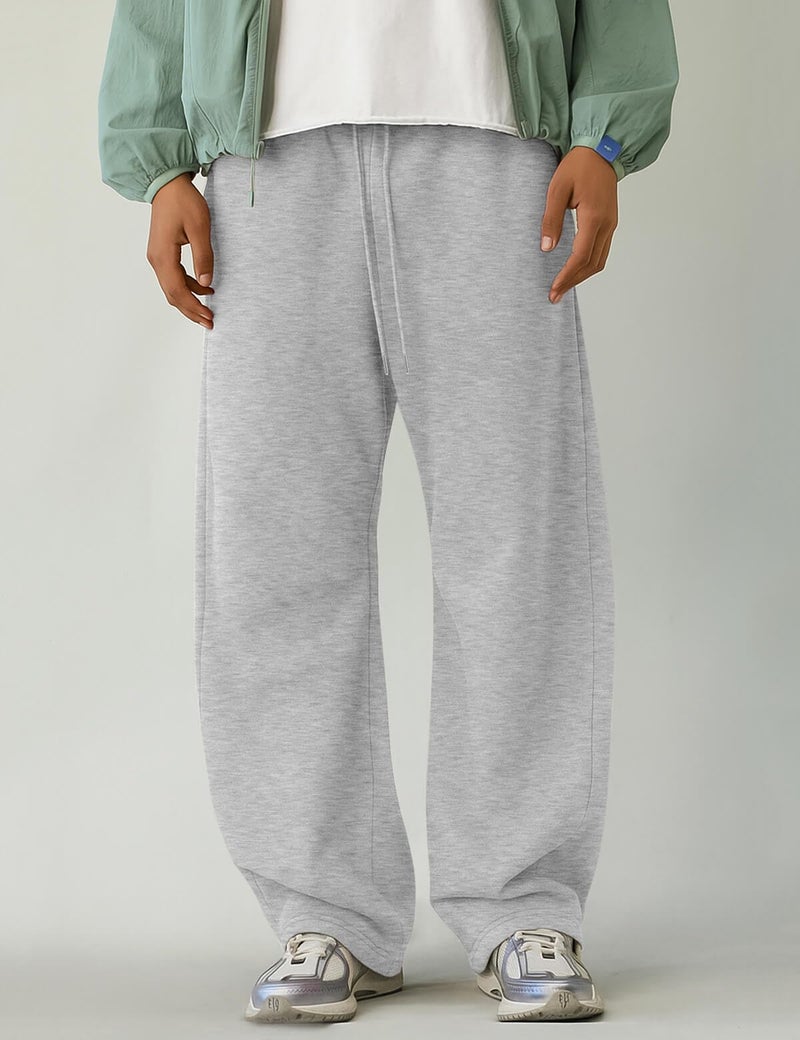 HeSaYep Men's Baggy Sweatpants Barrel Open Bottom Workout Fleece Sweat Pants Loose Casual Active Joggers Pants with Pockets Grey S - Image 3