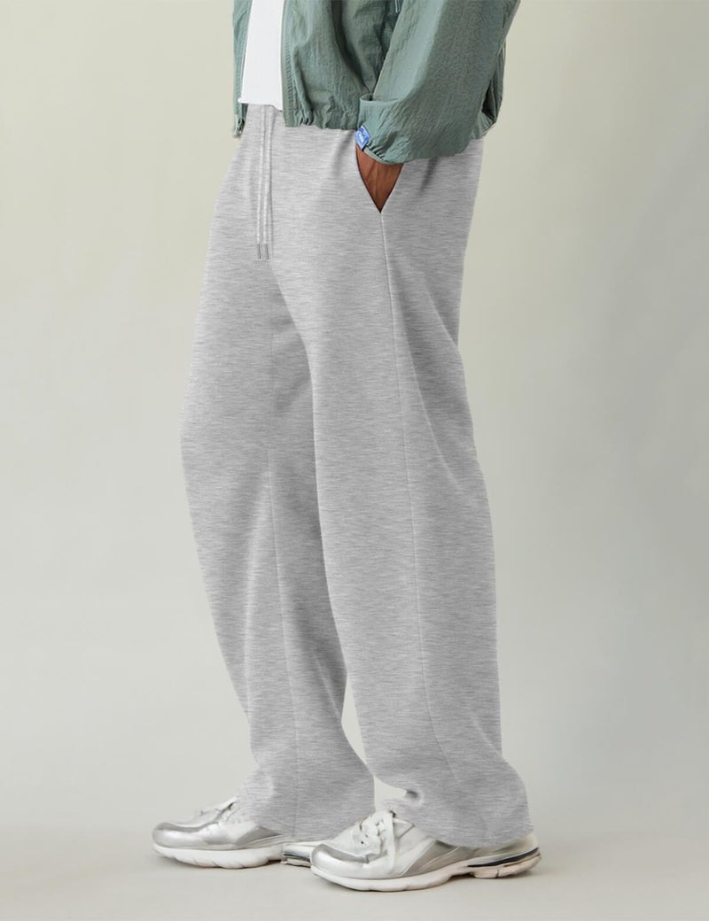 HeSaYep Men's Baggy Sweatpants Barrel Open Bottom Workout Fleece Sweat Pants Loose Casual Active Joggers Pants with Pockets Grey S - Image 4