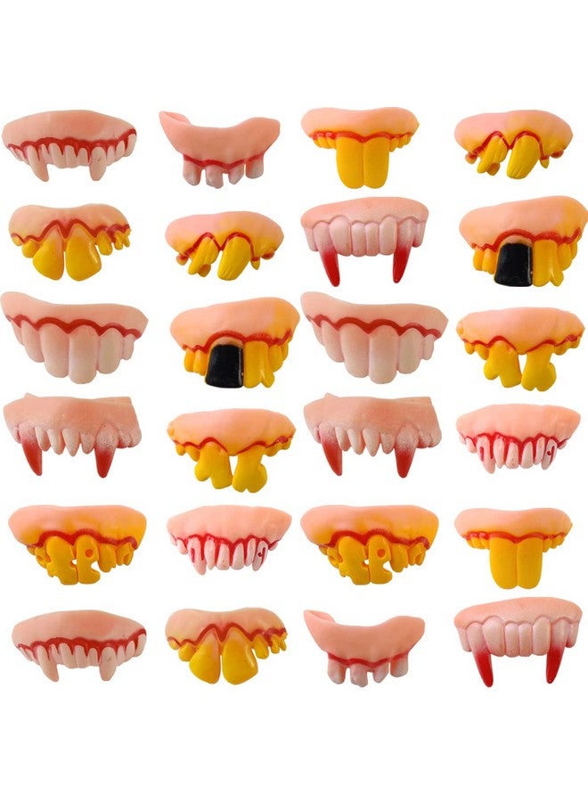 YOOHUA 24Pcs Fake Teeth Vampire Teeth Gnarly Teeth Gag Teeth Ugly Teeth Joke Teeth Denture Funny Teeth For Halloween Costume Party Favors Fools - Image 1