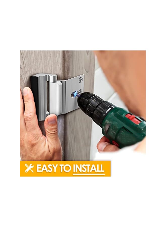 promass Home Security Door Lock with 8 Screws, Childproof Door Reinforcement Lock with 3 Inch Stop Withstand 800 lbs for Inward Swinging Door, Upgrade Night Lock to Defend Your Home (Silver) - Image 3