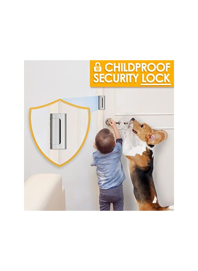 promass Home Security Door Lock with 8 Screws, Childproof Door Reinforcement Lock with 3 Inch Stop Withstand 800 lbs for Inward Swinging Door, Upgrade Night Lock to Defend Your Home (Silver) - Image 4