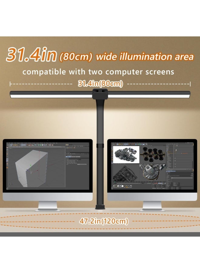 LOOPITYS LED Desk Lamp for Home Office, Double Head LED Desk Lamp with Clamp, Eye Protection Architect Table Lamps, 18W 80CM Brightest 5 Color Modes and Dimmable Workbench Office Light for Reading - Image 5