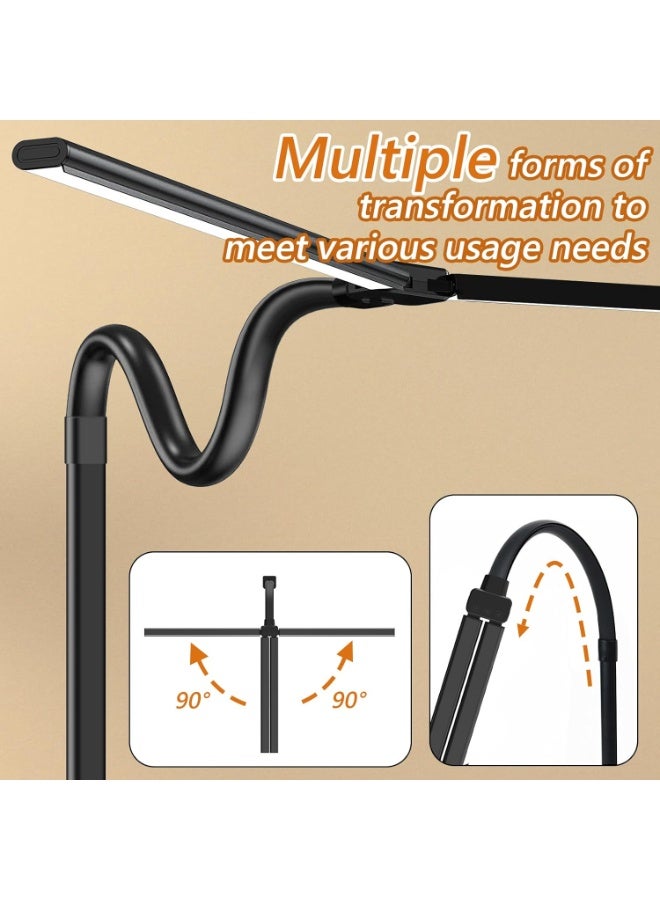 LOOPITYS LED Desk Lamp for Home Office, Double Head LED Desk Lamp with Clamp, Eye Protection Architect Table Lamps, 18W 80CM Brightest 5 Color Modes and Dimmable Workbench Office Light for Reading - Image 2