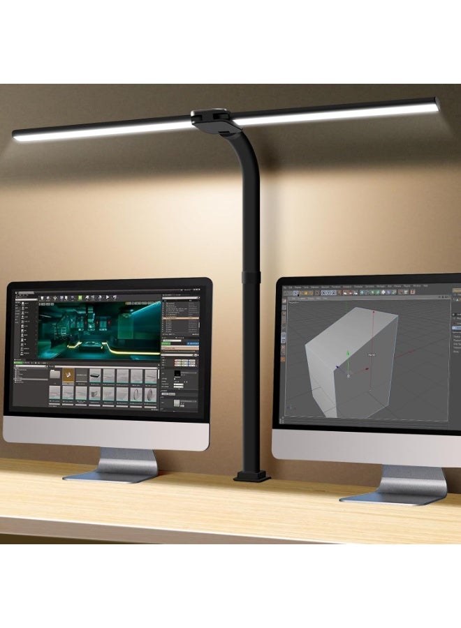 LOOPITYS LED Desk Lamp for Home Office, Double Head LED Desk Lamp with Clamp, Eye Protection Architect Table Lamps, 18W 80CM Brightest 5 Color Modes and Dimmable Workbench Office Light for Reading - Image 3