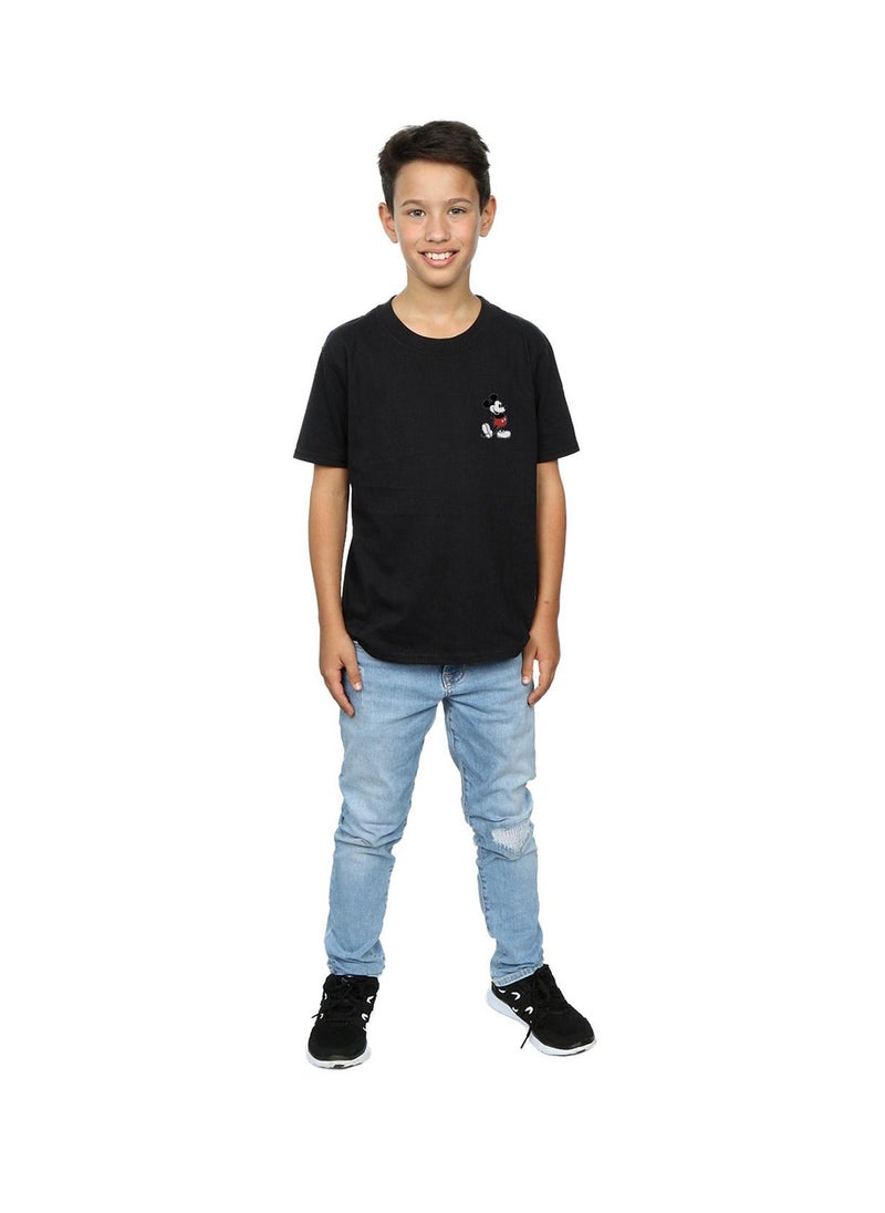 Disney Disney Boys Mickey Mouse Kickin Retro Chest T-Shirt - Black  - Image 4