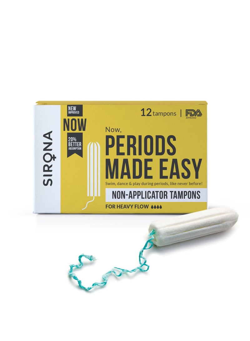 سيرونا سدادات قطنية سهلة الاستخدام من سيرونا - 12 قطعة | للتدفق الثقيل | سدادات قطنية قابلة للتحلل | وافقت عليها ادارة الاغذية والعقاقير - Image 1