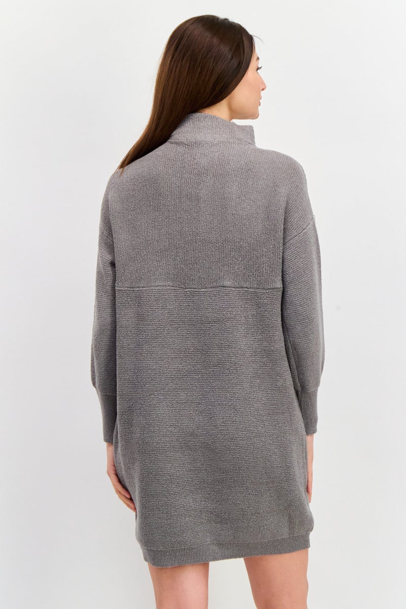 DEX Women Textured Sweater Dress, Grey - Image 3