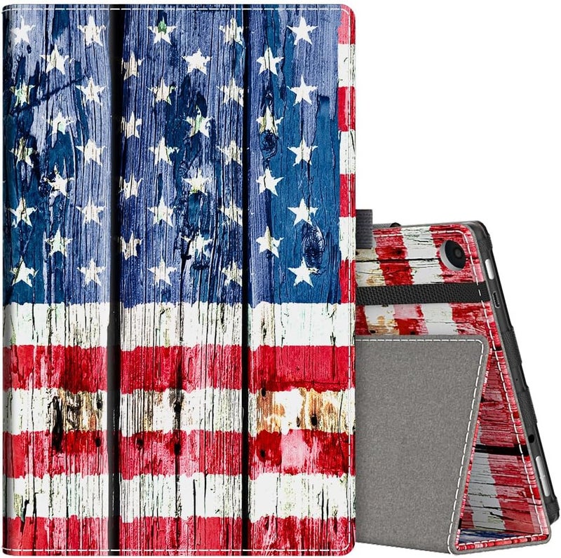 Vori Case for All-New Amazon Fire HD 10 Tablet (7th Generation, 2017 Release) - Premium PU Leather Slim Fit Smart Stand Cover with Auto Wake/Sleep for Fire HD 10.1" Tablet, American flag - Image 1