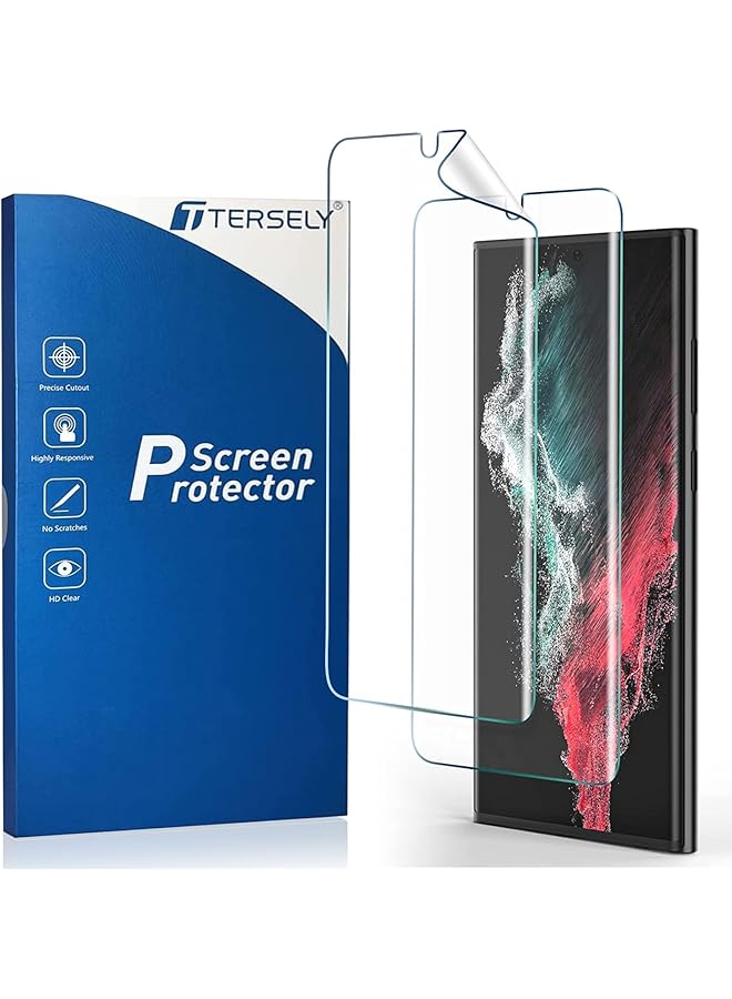 erorex 2 Pack Screen Protector For Samsung Galaxy S22 Ultra 6.8 Inch Support Fingerprint Unlock Full Cover Hydrogel Aqua Screen Protector Curved For Samsung Galaxy S22 Ultra 6.8 Inch  - Image 1