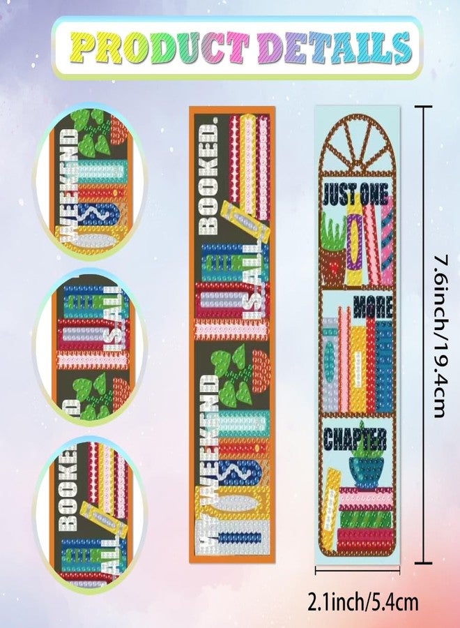 beinkmake 6Pcs Reading 5D Diamond Art Bookmarks Shelves Books Motivational Diamond DIY Painting Bookmarks Rhinestones Beaded Acrylic Tassel Bookmark for Adult Beginner Crafts - Image 2