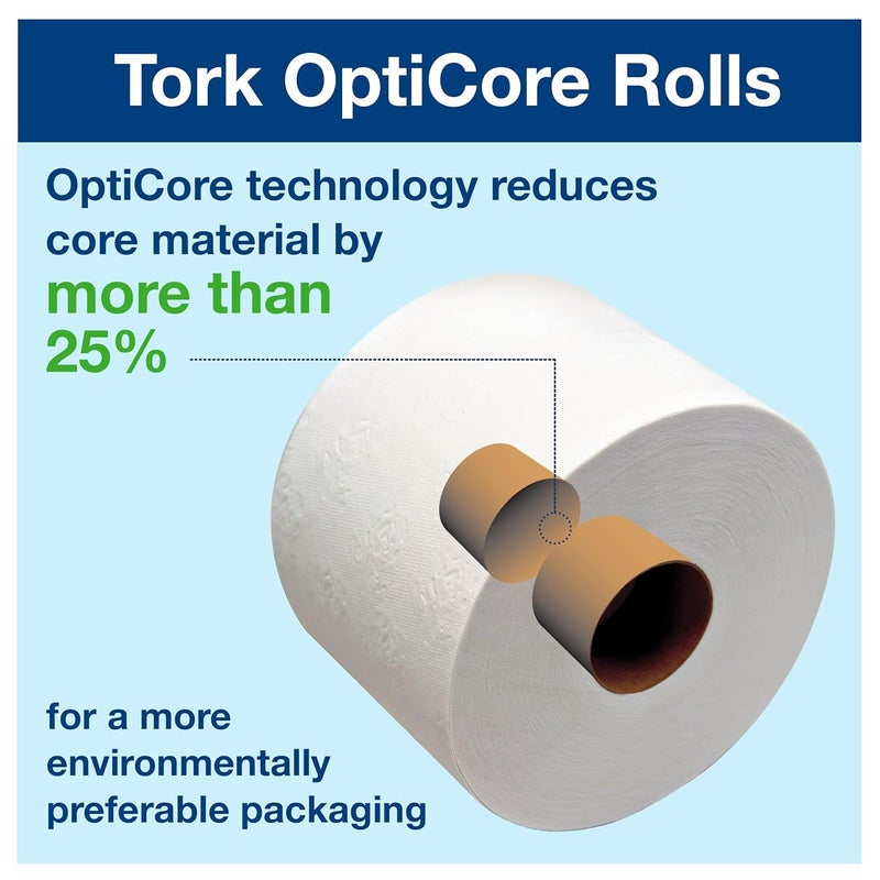 Tork OptiCore Mid-size Toilet Paper Roll White T11, Universal, 2-ply, 36 x 865 sheets, 161990 - Image 4