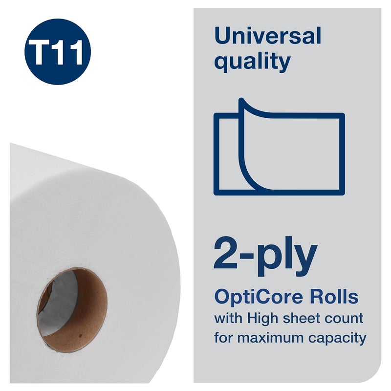Tork OptiCore Mid-size Toilet Paper Roll White T11, Universal, 2-ply, 36 x 865 sheets, 161990 - Image 3
