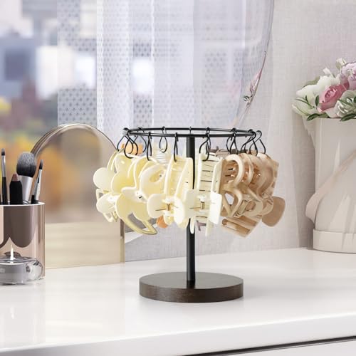 Dahey Metal Claw Clip Organizer Holder Stand Storage Display Hair Accessories Bedroom Bathroom College Dorm Room Decor for Women and Girls Brown - Image 3