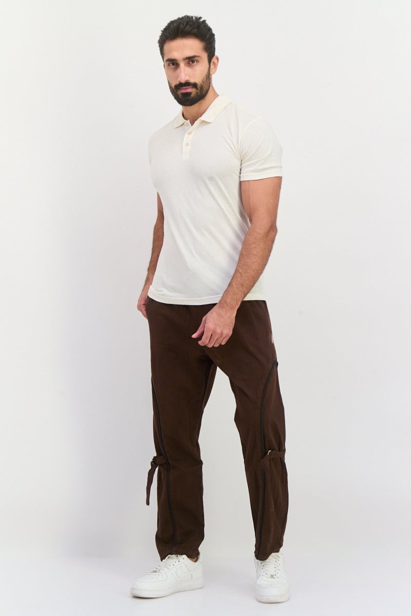 Night Addict بنطال رجالي بقصة عادية وساق مستقيم، بني داكن - Image 4