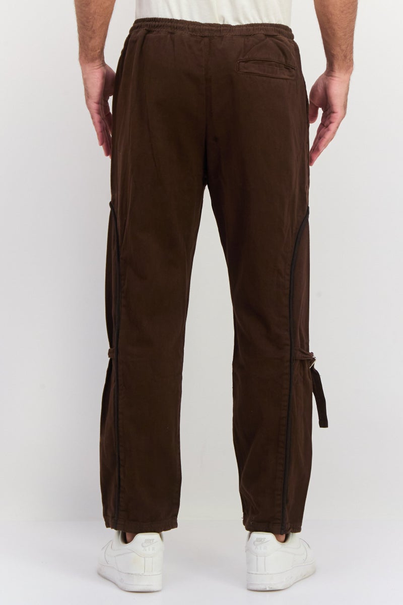 Night Addict بنطال رجالي بقصة عادية وساق مستقيم، بني داكن - Image 3