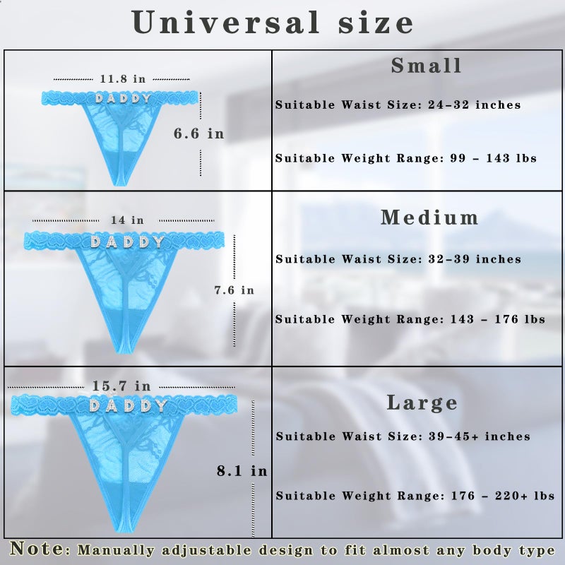 Eoribag Women's Personalized Lace Thongs with Funny Rhinestone Letters, Custom Name Underwear Panties for Couplesï¼ŒBride & Valentine's Day Gift, Blue - Image 5