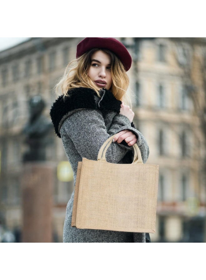حقيبة تسوق من الجوت، حقيبة واحدة في كل عبوة. حقيبة هدايا قابلة لإعادة الاستخدام مصنوعة من قماش الجوت ومجهزة بمقابض. حقيبة تسوق فارغة، مناسبة لحفلات الزفاف، والتسوق النسائي، وحفلات توديع العزوبية، والرحلات الشاطئية، والأنشطة اليدوية، وغيرها. - Image 1