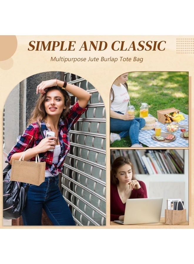 حقيبة تسوق من الجوت، حقيبة واحدة في كل عبوة. حقيبة هدايا قابلة لإعادة الاستخدام مصنوعة من قماش الجوت ومجهزة بمقابض. حقيبة تسوق فارغة، مناسبة لحفلات الزفاف، والتسوق النسائي، وحفلات توديع العزوبية، والرحلات الشاطئية، والأنشطة اليدوية، وغيرها. - Image 2