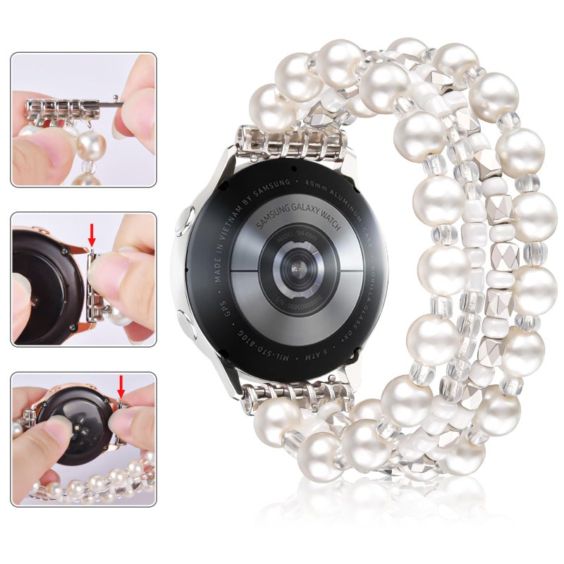 VISOOM Beaded Boho Bracelet Compatible for Samsung Galaxy Watch 8/7/6/5/4 40/44mm Bands/Active 2 Watch 4 Classic 42mm Band Women, 20mm Handmade Elastic Crystal Beads Bracelet for Galaxy Watch 5 pro - Image 5