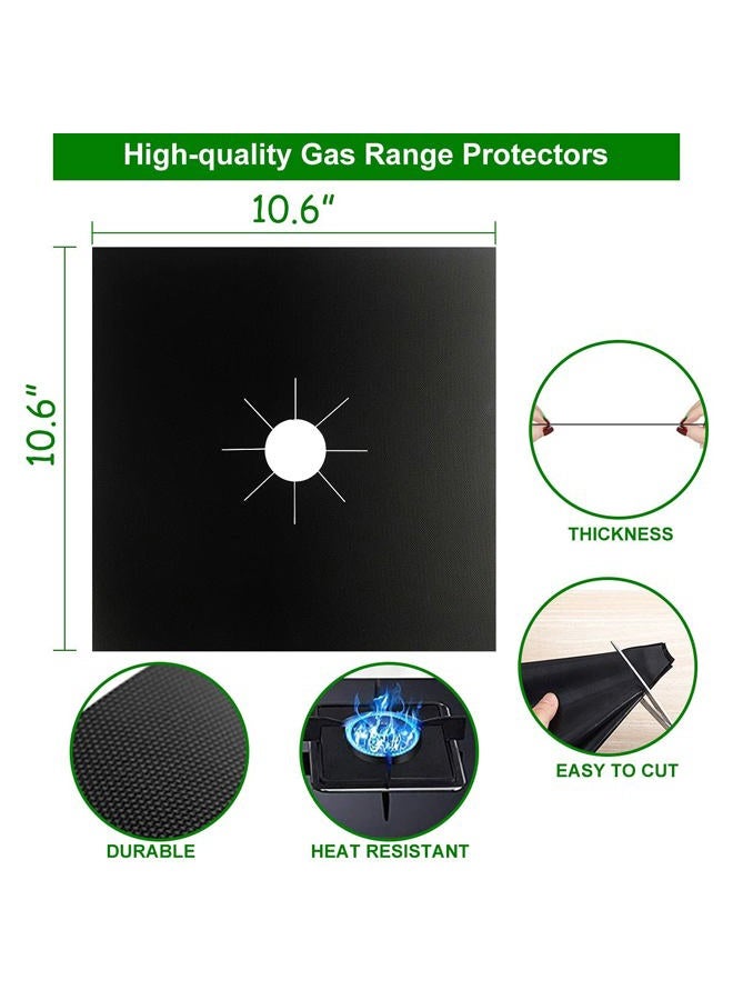 HELESIN Gas Stove Burner Liners, 10 Pack Non-Stick Reusable Gas Range Protectors Stove Top Covers for Gas Burners Heat-resistant,Double Thickness, Dishwasher Safe 10.6”x10.6” - Image 3