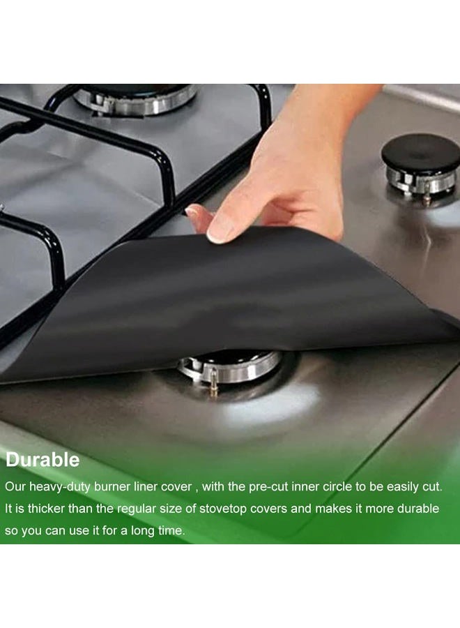 HELESIN Gas Stove Burner Liners, 10 Pack Non-Stick Reusable Gas Range Protectors Stove Top Covers for Gas Burners Heat-resistant,Double Thickness, Dishwasher Safe 10.6”x10.6” - Image 5