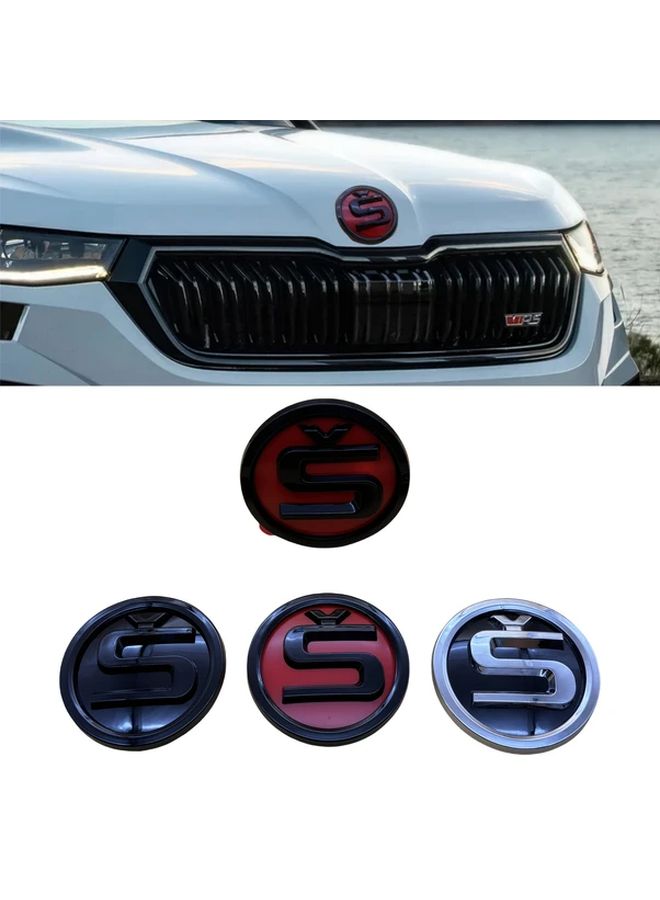3.54 Inch Silvery Black Car Hood Trunk Emblem Replacement S Logo Auto Accessory - Image 1