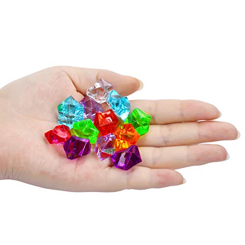 TeeLiy 180-190pcs Premium Multicolored Fake Crushed Ice Rock Plastic Gems Jewels Acrylic Ice Rock Crystals Treasure Fake Diamonds Plastic Ice Cubes for Kids Toy Decoration Wedding Display Vase Fillers Crafts - Image 4