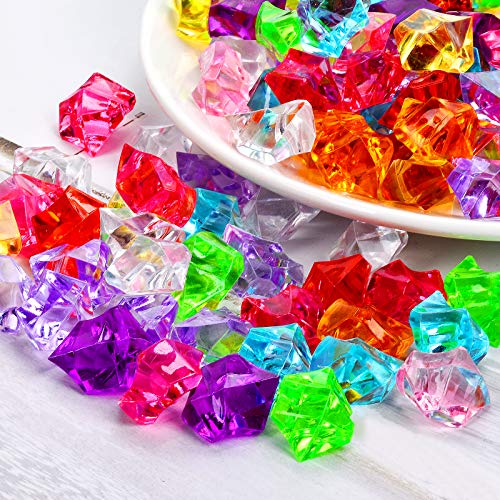 TeeLiy 180-190pcs Premium Multicolored Fake Crushed Ice Rock Plastic Gems Jewels Acrylic Ice Rock Crystals Treasure Fake Diamonds Plastic Ice Cubes for Kids Toy Decoration Wedding Display Vase Fillers Crafts - Image 3