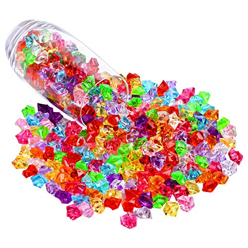 TeeLiy 180-190pcs Premium Multicolored Fake Crushed Ice Rock Plastic Gems Jewels Acrylic Ice Rock Crystals Treasure Fake Diamonds Plastic Ice Cubes for Kids Toy Decoration Wedding Display Vase Fillers Crafts - Image 5