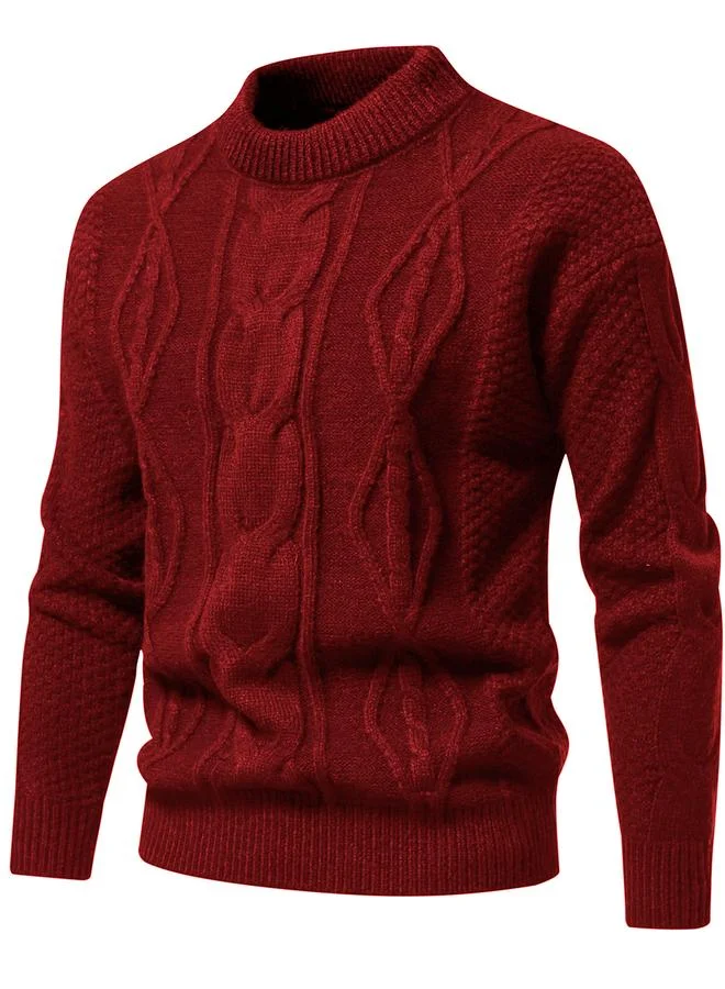 Take Two Take Two Burgundy Cable Knit Sweater