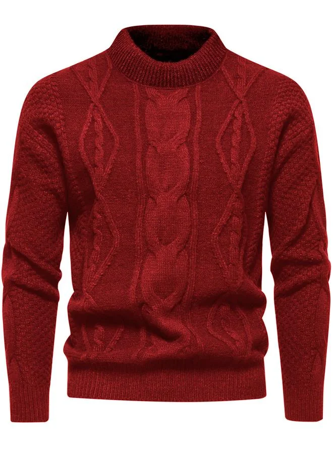 Take Two Take Two Burgundy Cable Knit Sweater