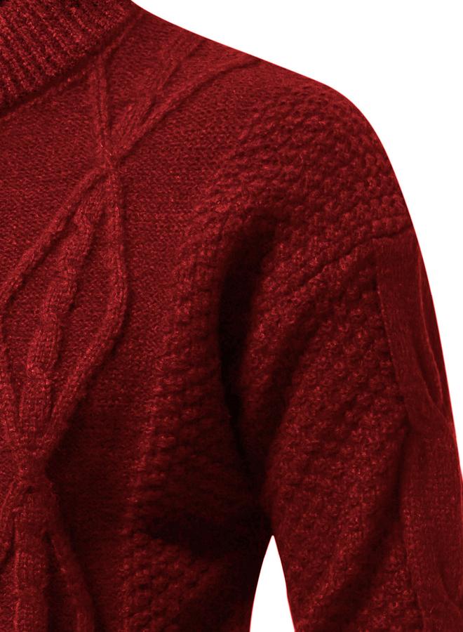 Take Two Burgundy Cable Knit Sweater - Image 4