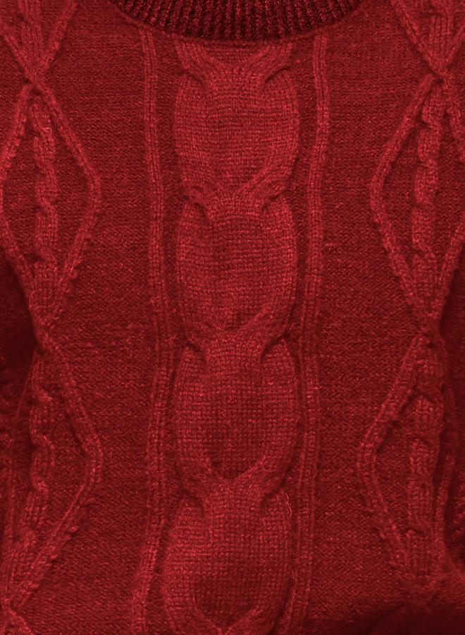 Take Two Burgundy Cable Knit Sweater - Image 5