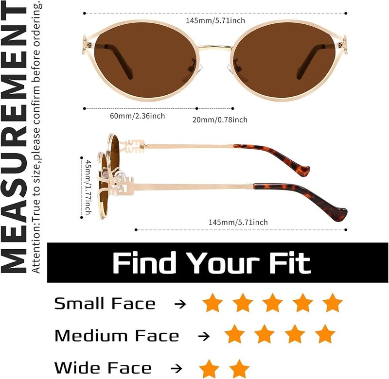 BOTEN Retro Oval Sunglasses for Women Men Small 90s Sun Glasses Trendy Gold Frame Round Shades Cute Designer Sunnies - Image 4
