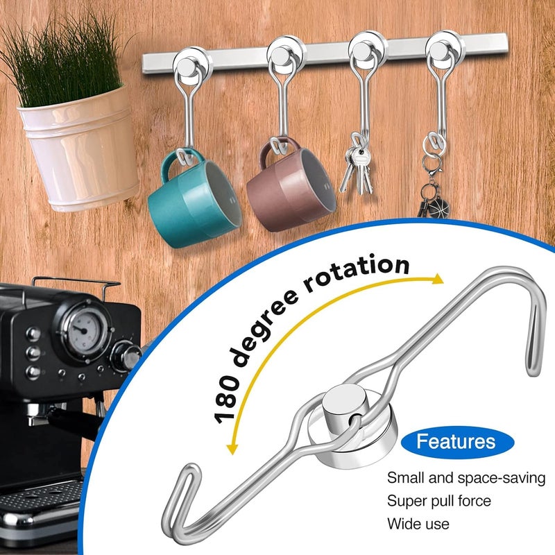 LOVIMAG Hooks, 30lbs+ Magnetic Magnet Hook 2025 Cruise Cabin Ship Essentials Heavy Duty Strong Refrigerator Fridge Hanging for Classroom Beach Vacation Kitchen Grills Home Mug Hanger (6 Pack), Silver - Image 5