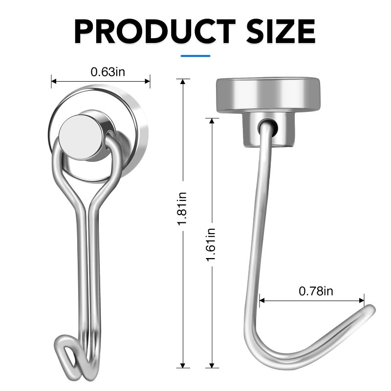 LOVIMAG Hooks, 30lbs+ Magnetic Magnet Hook 2025 Cruise Cabin Ship Essentials Heavy Duty Strong Refrigerator Fridge Hanging for Classroom Beach Vacation Kitchen Grills Home Mug Hanger (6 Pack), Silver - Image 2