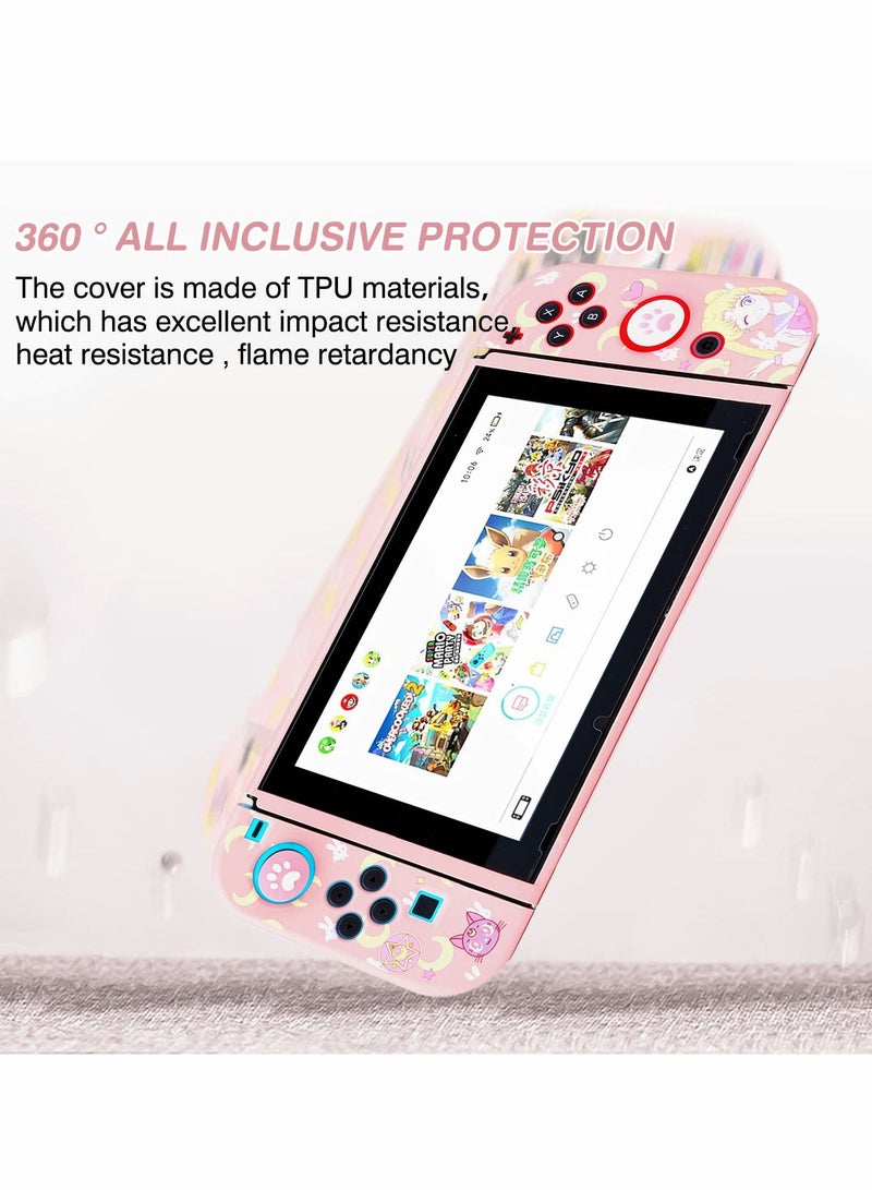 KASTWAVE Protective Case for Nintendo Switch Cute Soft Slim Grip Cover Shell for Console and Joy Con with Screen Protector Thumb Grips Anti Scratch - Image 3