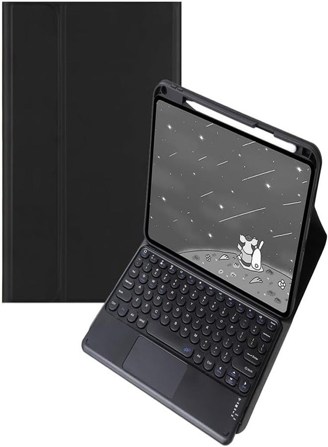 Keyboard Case for iPad 11th Generation A16 11 inch 2025 Detachable Wireless Bluetooth Round Keys Touchpad Trackpad Keyboard Leather Cover with Pencil Holder
