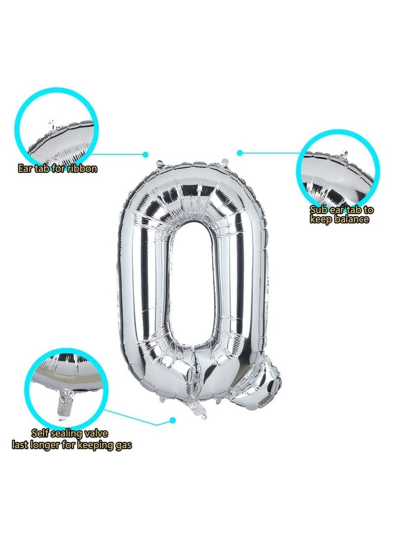Goldedge 32 Inch Giant Silver Letter Q Foil Helium Balloons Big Single Mylar Balloon Birthday Party Decoration Supply Baby Shower (Silver Q)  - Image 2