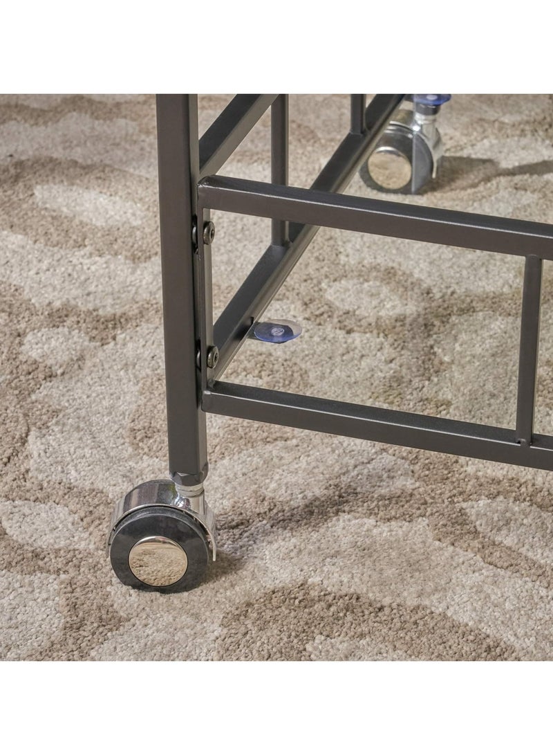 LINGWEI Metal Serving Cart with 2 Glass Shelves 1.3cm Thick Metal Frame Rolling Trolley with Locking Wheels Versatile Utility Cart for Home Kitchen - Image 5